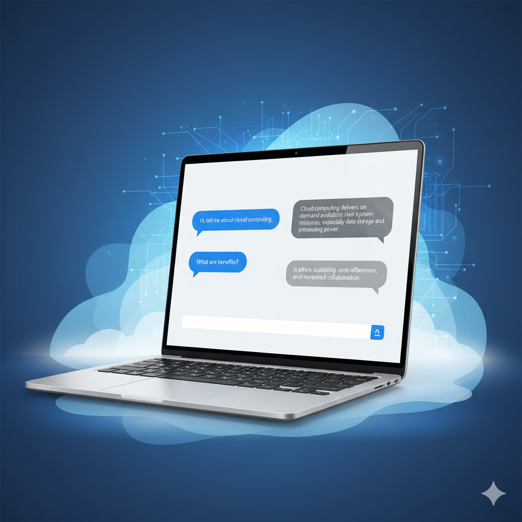 Laptop displaying an AI chatbot interface